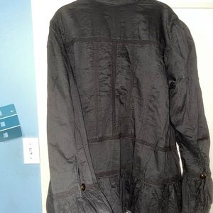 Free People NWOT dark grey bed jacket with metal button front and sleeves